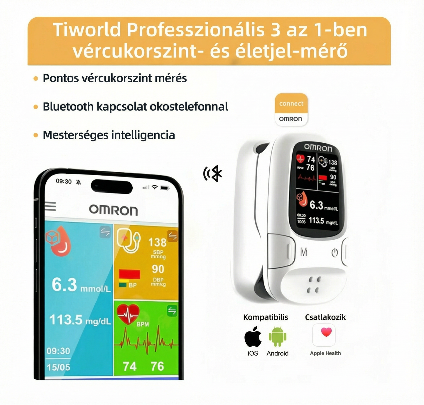 🔥Omron™ 11in1 nem invazív vércukormérő – Tű nélkül, zsebben hordható. 🎁Első 50 rendeléshez rózsanyaklánc ingyen❤️❤️